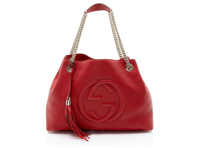 Borsa a tracolla Gucci Soho in pelle, misura Medium Rosso
