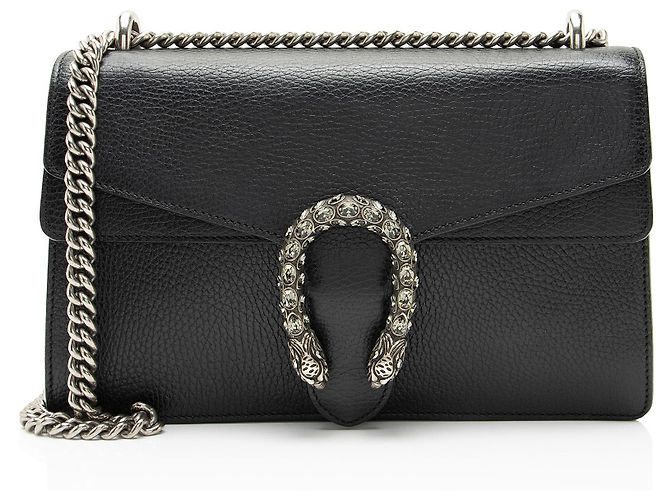 Borsa a tracolla Dionysus Medium in pelle e cristalli Gucci Nero