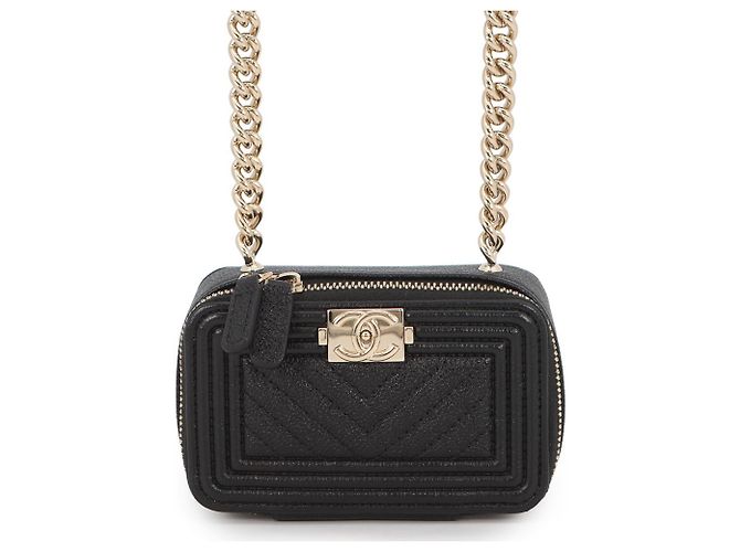 Borsa a Spalla Chanel Boy Mini Caviar Skin Nero