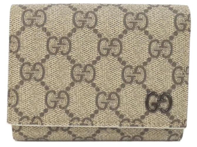 Gucci Tri-Fold Wallet in GG Supreme Beige Cream
