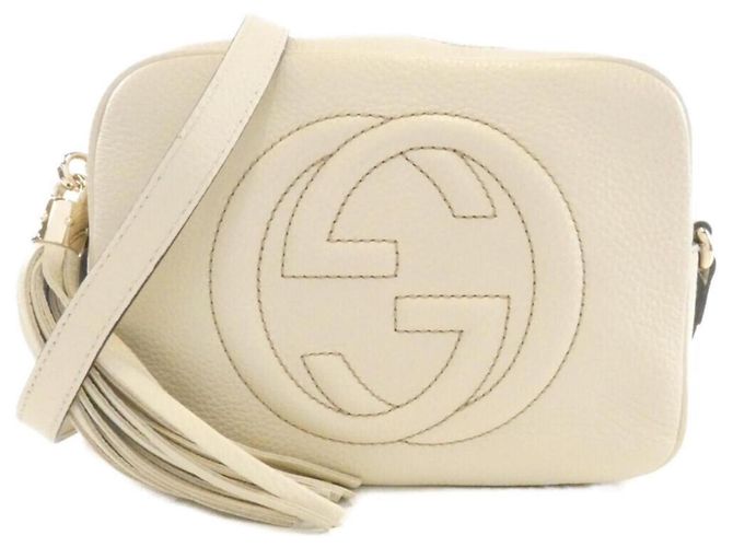 Bolsa de ombro em couro off-white Gucci Soho Fora de branco
