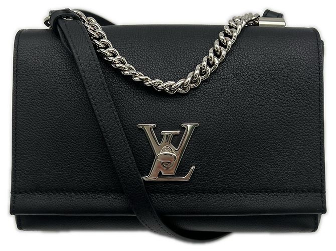 Borsa a tracolla Louis Vuitton Black Leather Lockme II BB Nero