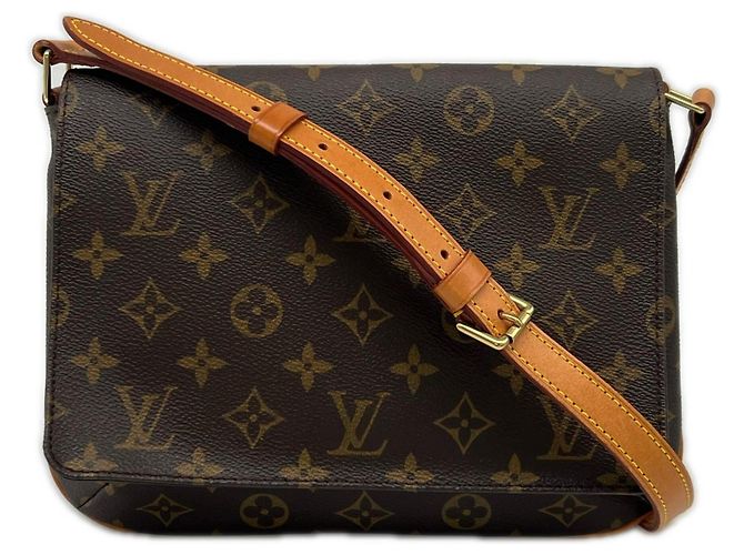 Bolsa de Ombro Louis Vuitton Monogram Musette Tango Marrom Bege
