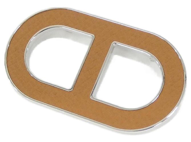 Hermès Hermes Chaine d'Ancre Brosche Braun Silber