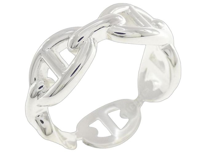 Hermes Hermès Chaine d'Ancre Enchainée Ring Plata