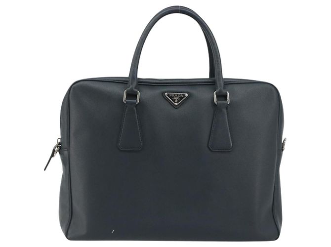 Prada Zip Around Saffiano Leather Large Navy blue