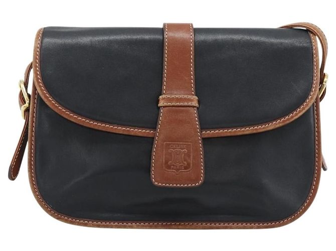 Céline Celine Flap Shoulder Leather Black