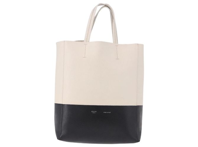 Céline Tote Vertical en cuir bi-matière Celine Large Blanc