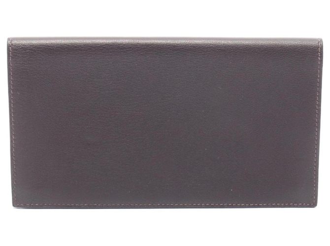 Silk In Hermès Cartera larga de seda Citizen Twill Hermes Ebene Castaño