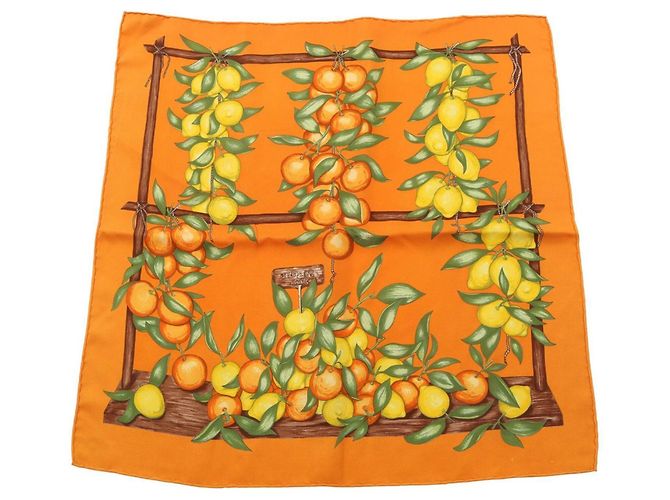 Hermès Hermes Petit Carré 45 Oranges et Citrons Scarf Multicolore Arancione Giallo