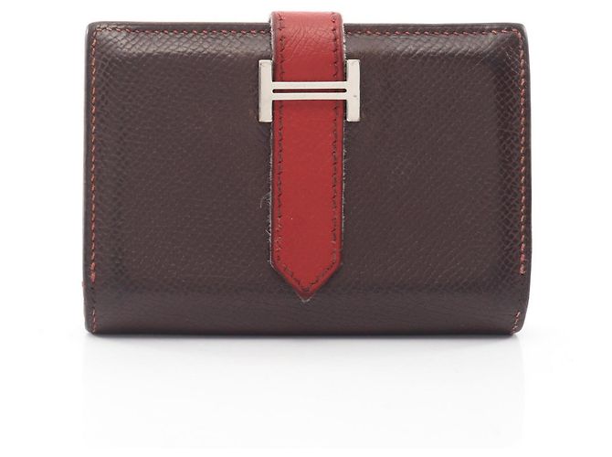 Hermès Kartenetui Hermes Bearn Mini Ebene Braun Rot