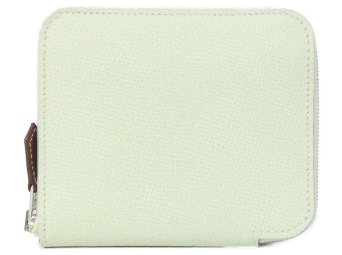Hermès Hermes COLLIER DE CHIEN Silk In Compact Wallet Bleu Vert