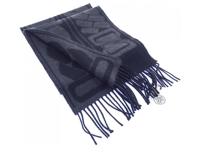 Sciarpa Hermès CLIC CEST NOUE Marrone Nero 