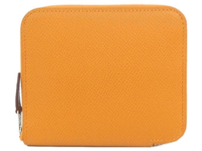 Silk In Hermès Hermes MORS & CO Cartera compacta de seda Naranja