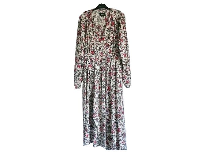 Isabel Marant Mehrfarbiges Seiden-Maxikleid Weiß Rot Blau