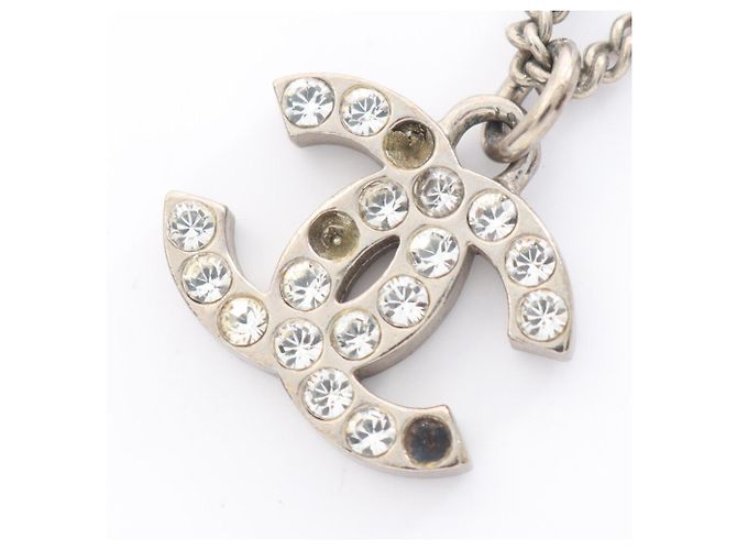 Colar Chanel Coco Mark com strass Prata