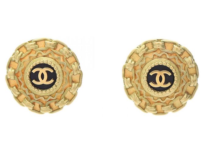 Orecchini Chanel Coco Mark Chain Nero D'oro 