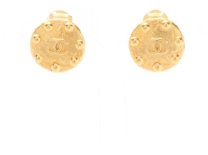 Timeless Pendientes de clip redondos Chanel Coco Mark Dot Dorado