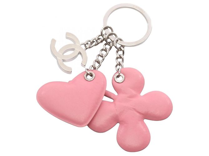 Charm per borsa Chanel Coco Mark Heart Clover Argento Rosa