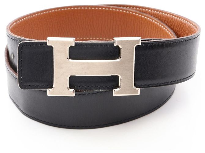 Hermès Hermes Constance H-Belt - Reversible Calfskin Leather Brown Black
