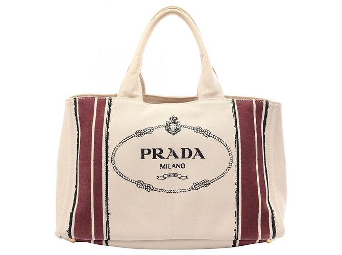 Tote Sac cabas Prada Canapa Noir Beige Bordeaux