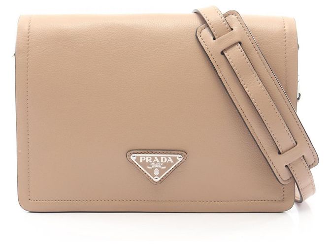 Bolsa de ombro em couro bege Prada