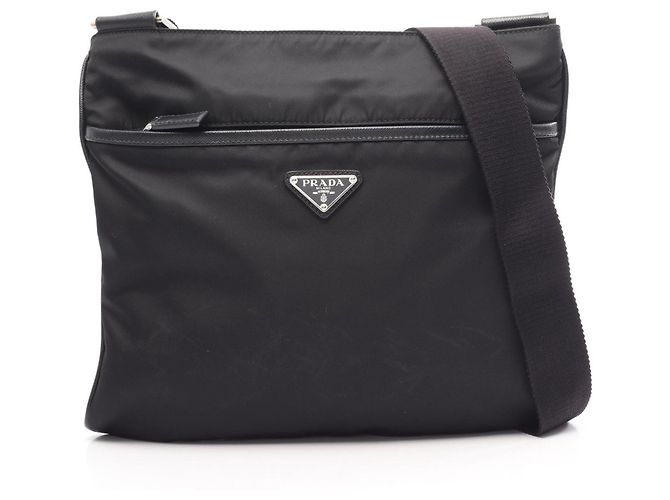 Saffiano Borsa a Spalla Prada TESSUTO + SAFFI Nero