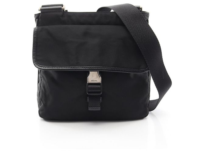 Saffiano Borsa a tracolla con logo Triangle Prada Nero 