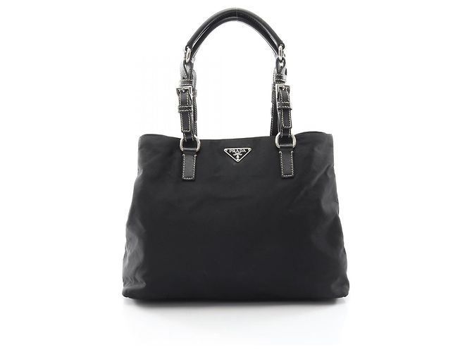 Borsa Tote Prada con logo Triangle Nero 