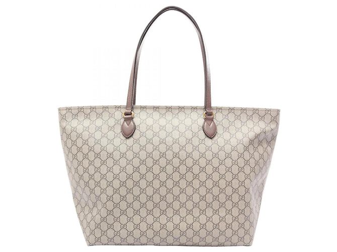 Gucci GG Supreme Medium Tote Bag Braun Beige