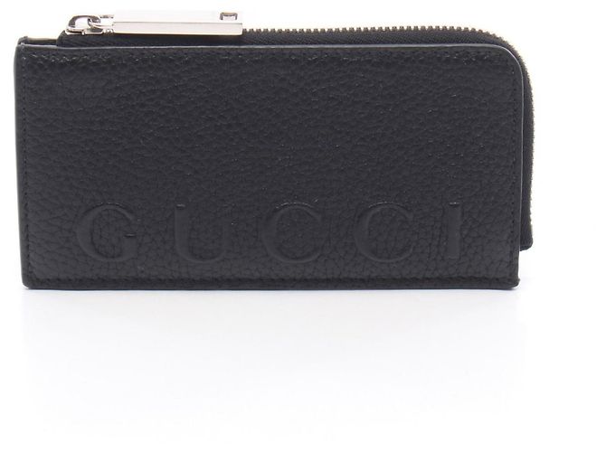 Monedero de cuero negro Gucci