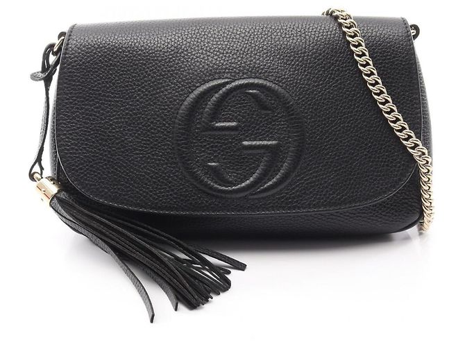 Borsa a Spalla Gucci Soho Interlocking G Nero