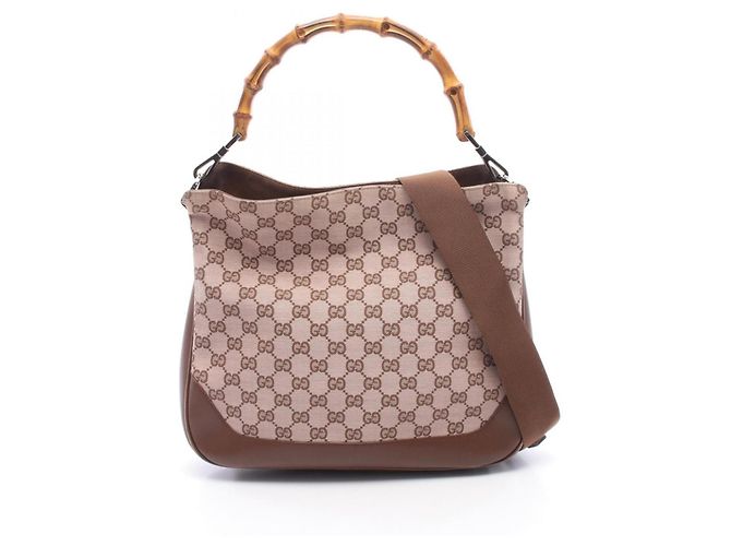 Borsa 2-Way Gucci Bamboo Marrone Rosa