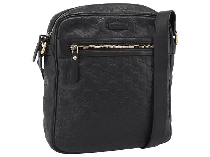 Borsa Messenger Gucci con zip frontale in pelle Guccissima Medium Nero