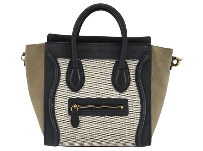 Céline Celine Luggage Canvas e Leather Mini Marrom