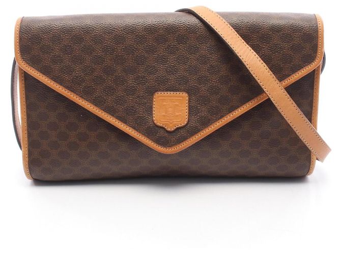 Céline Bolsa de ombro com aba Celine Macadam Marrom