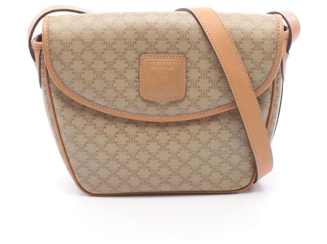 Céline Bolsa de Ombro Celine Macadam Marrom Bege