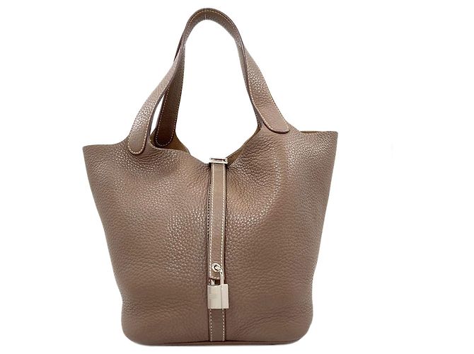 Hermès Bolso Hermes Picotin Lock MM Gris pardo