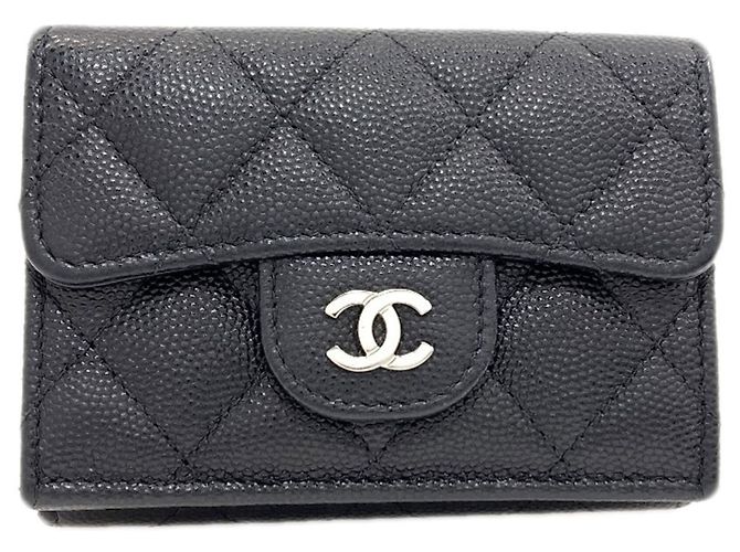 Chanel Matelassé Tri-fold Wallet Black