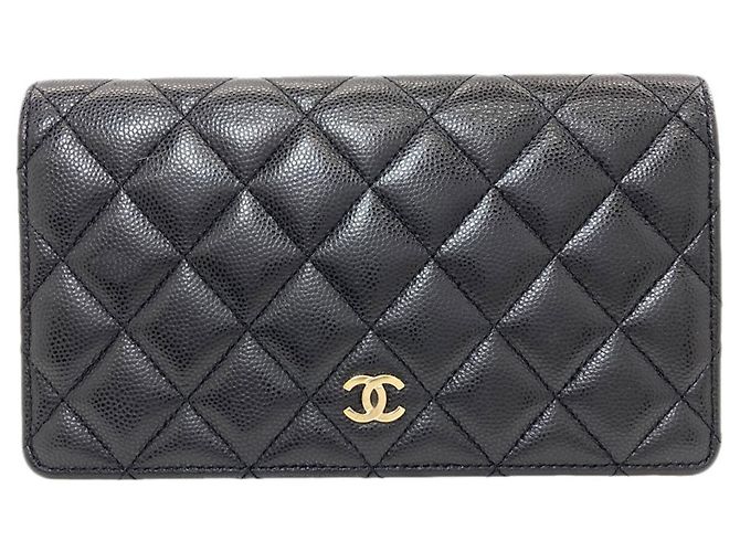 Chanel Matelassé Long Wallet Black