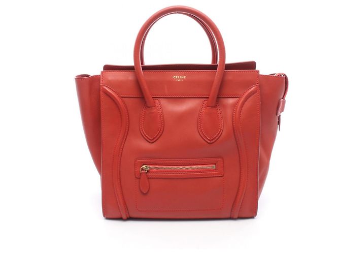 Céline Borsa Celine Luggage Mini Shopper Rosso