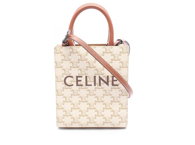 Céline Borsa Tote Verticale Mini Triomphe Celine Marrone Crudo