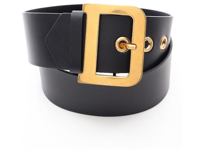 Christian Dior Gürtel aus schwarzem Leder mit D-Schnalle