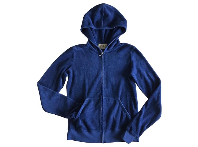 Juicy Couture Blue Velour Zip-Up Hoodie