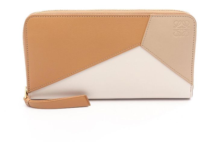 Loewe Puzzle Zip-Around Wallet Brown Beige Cream