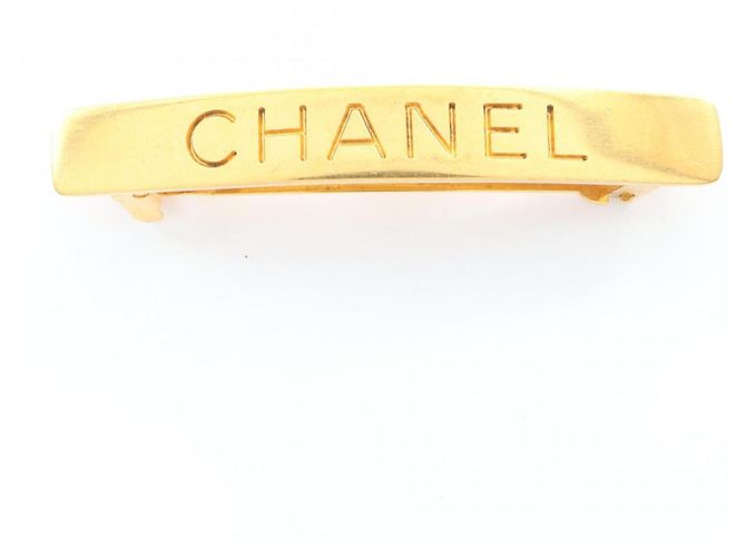 Barrette Chanel placcata oro Beige