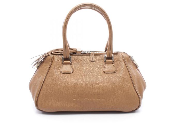 Chanel Beigefarbene Leder-Fransen-Tote-Bag