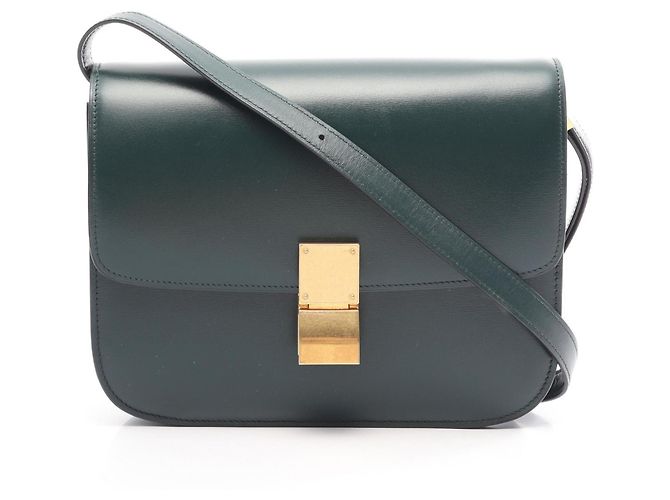 Céline Bolsa Celine Classic Medium em couro verde