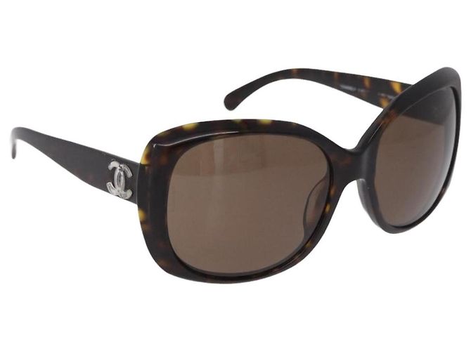 Gafas de sol CHANEL de plástico marrón CC Auth BA13831 Castaño