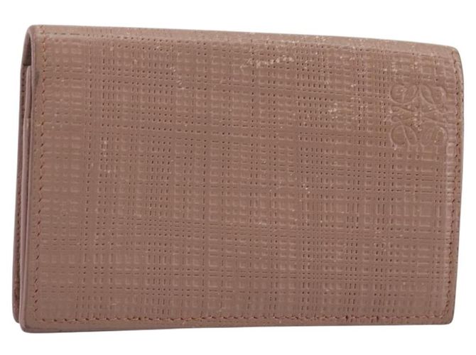 LOEWE Card Case Leather Pink Gold Auth 190520A Golden